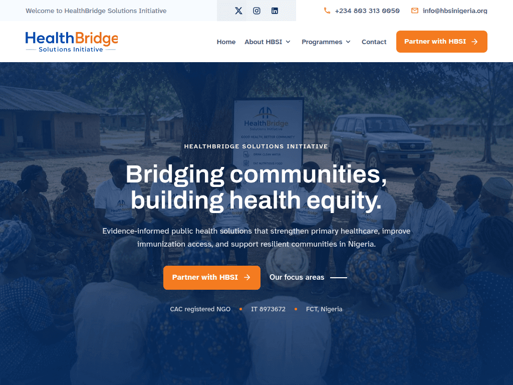 Screenshot of the HBSI Nigeria website