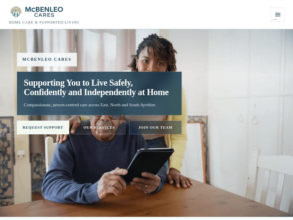 Screenshot of the McBen Leo Cares website